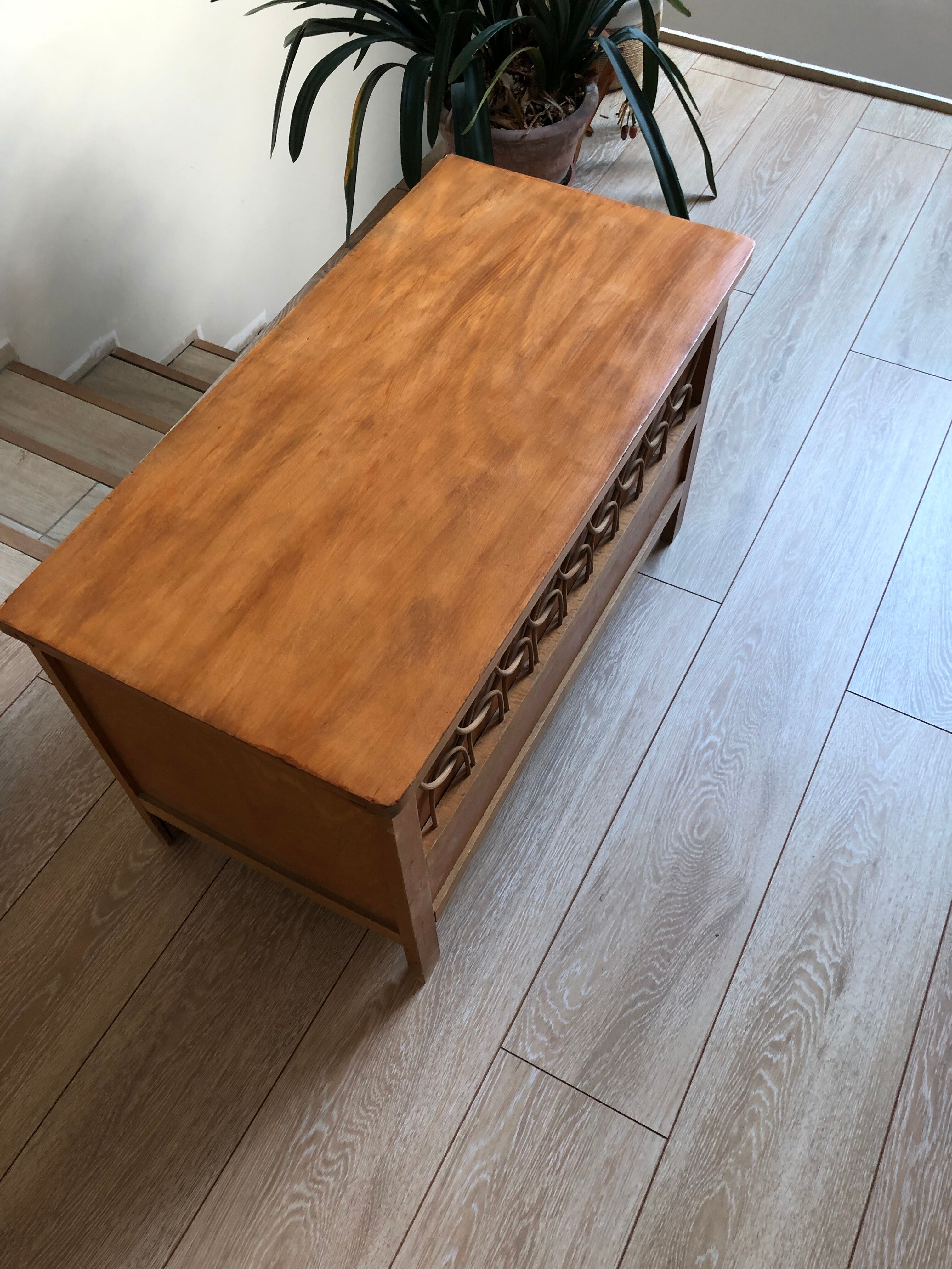 Coffre à jouet en bois et rotin
