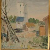 Original Oil on Canvas – “Village” (Attributed to H. Benneth) – Framed