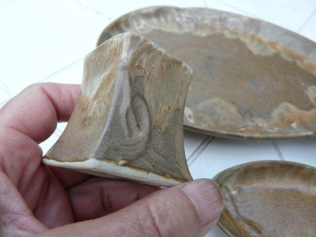 Sandstone smoker's necassary signed Denbac art nouveau