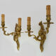 Old pair of wall sconces with double fires in bronze, 50s
