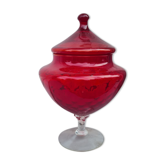 cut with standing lid Murano empoli italy red orange
