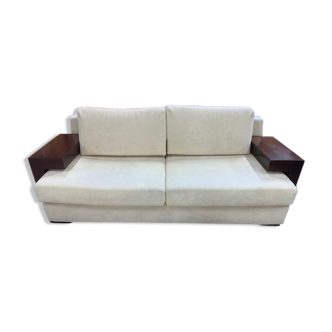 Design sofa 3 places in microfiber and wood