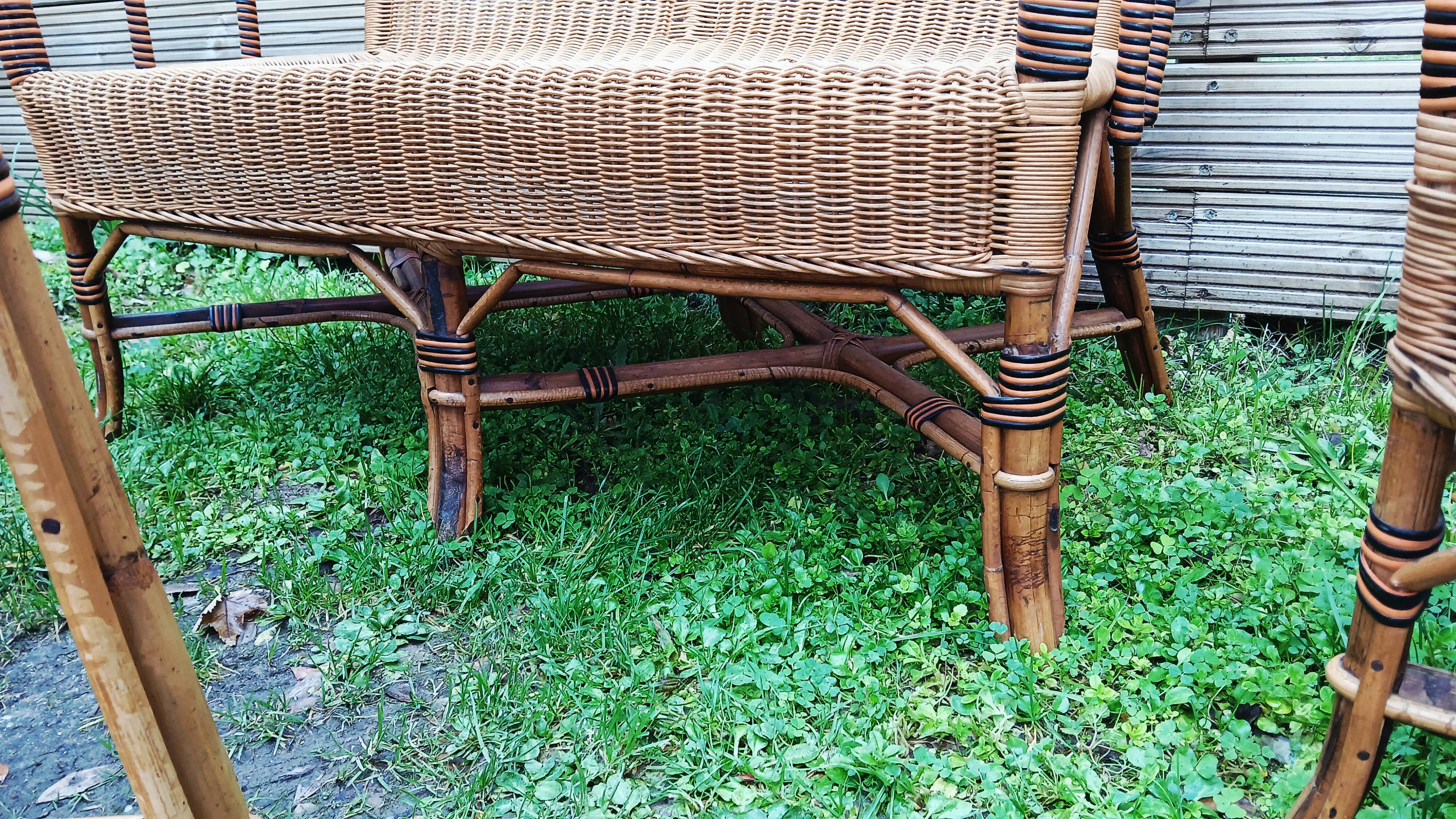 Salon d'hiver ancien en rotin (7 pièces)