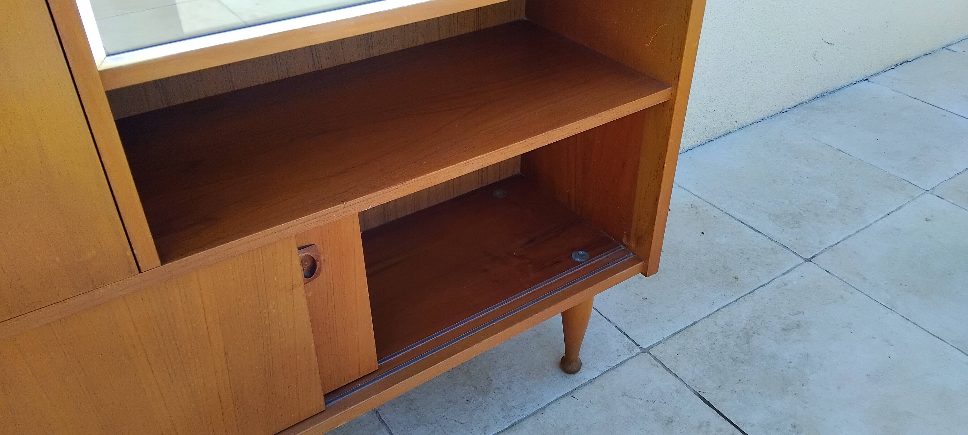 Scandinavian vintage teak display cabinet