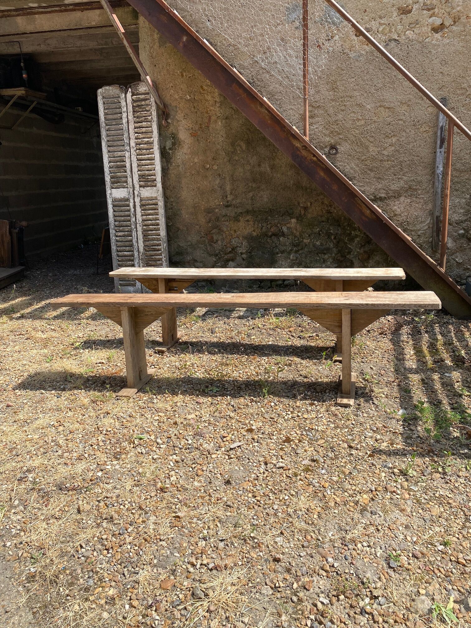 Pair of farm benches