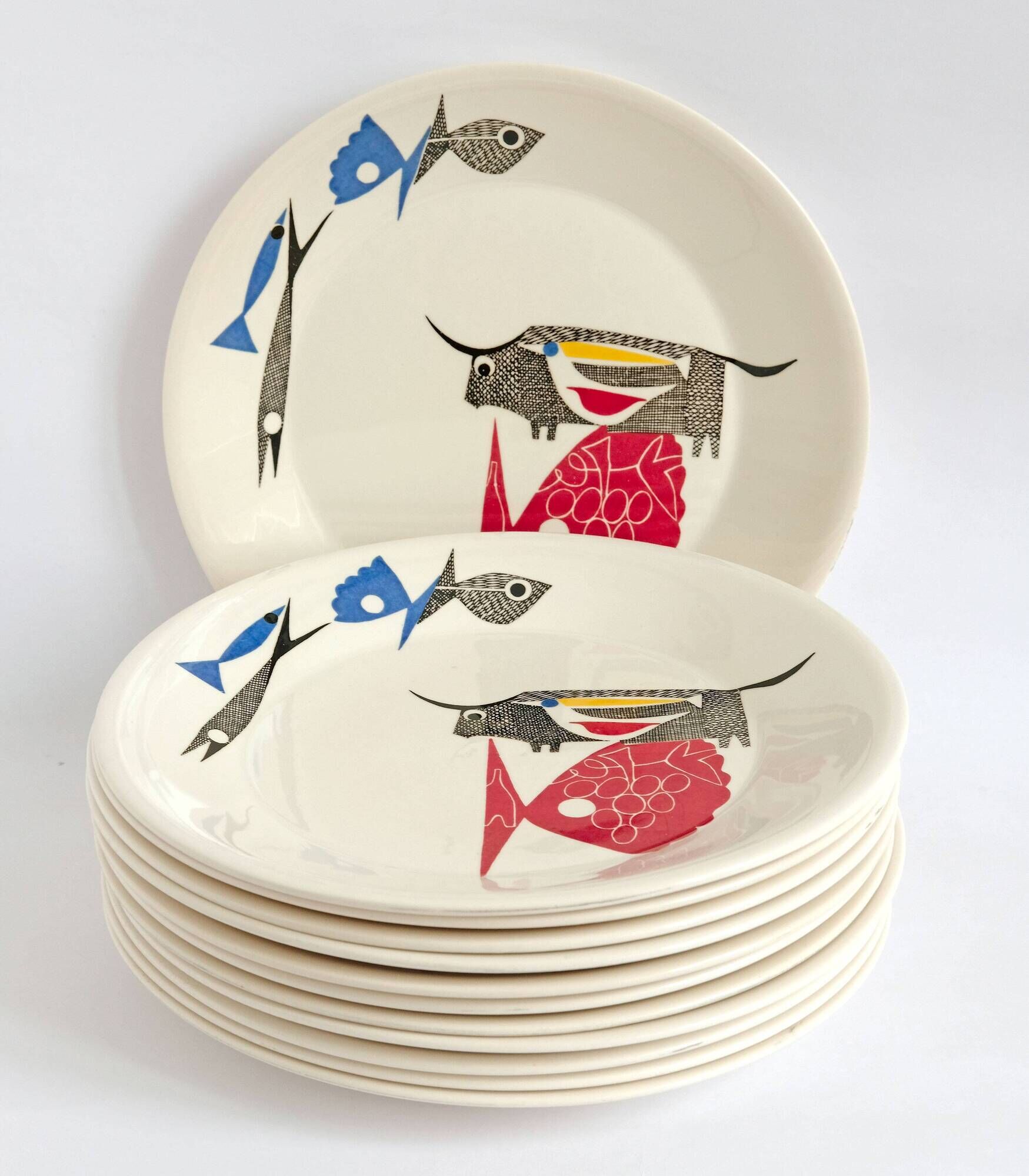 Set of 6 Figgjo Flint A La Carte Dinner Plates - Mid-Century Modern Norway