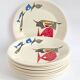 Set of 6 Figgjo Flint A La Carte Dinner Plates - Mid-Century Modern Norway