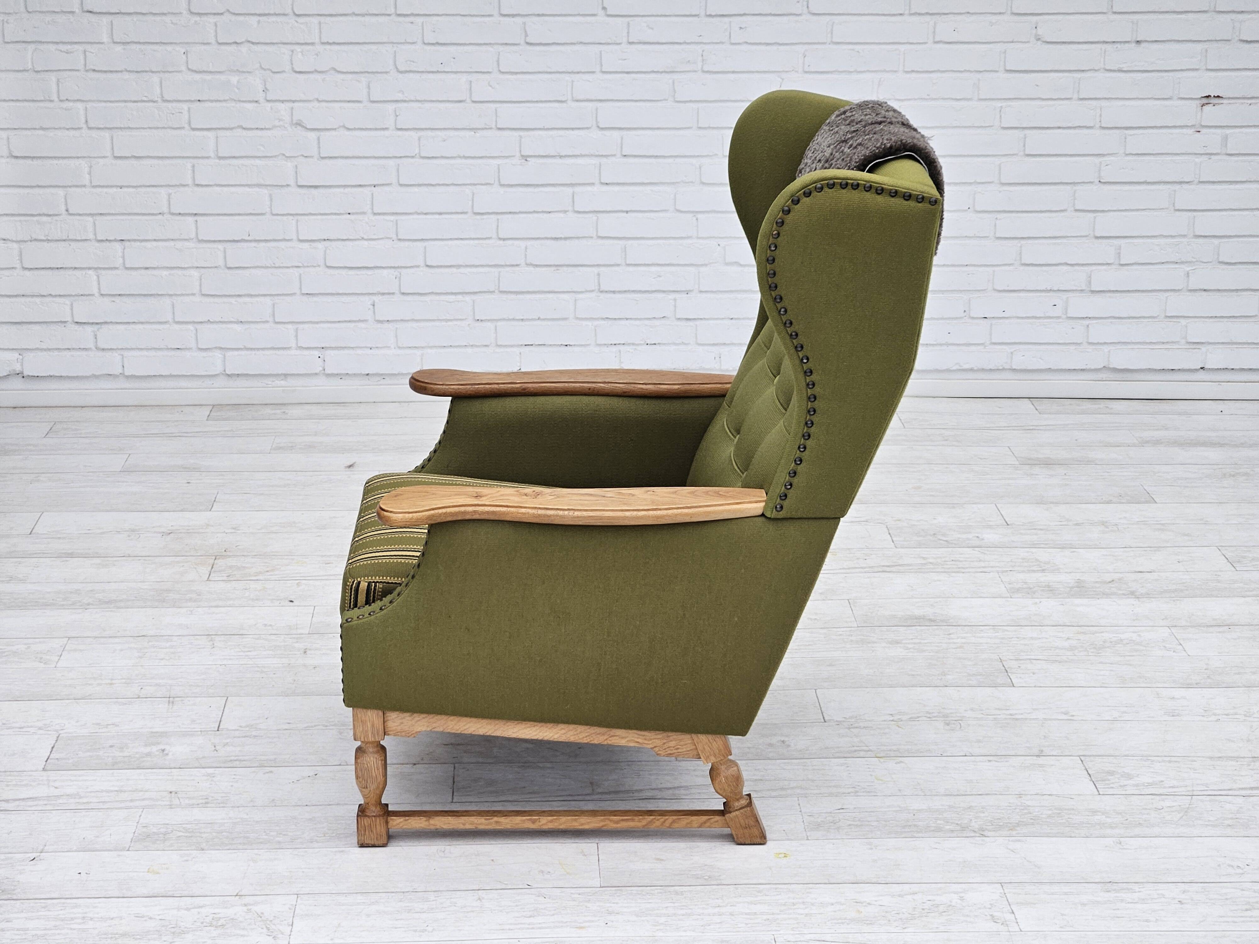 1970s, Danish highback armchair, wool, oak