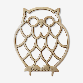 Dessous de plat hibou en laiton doré