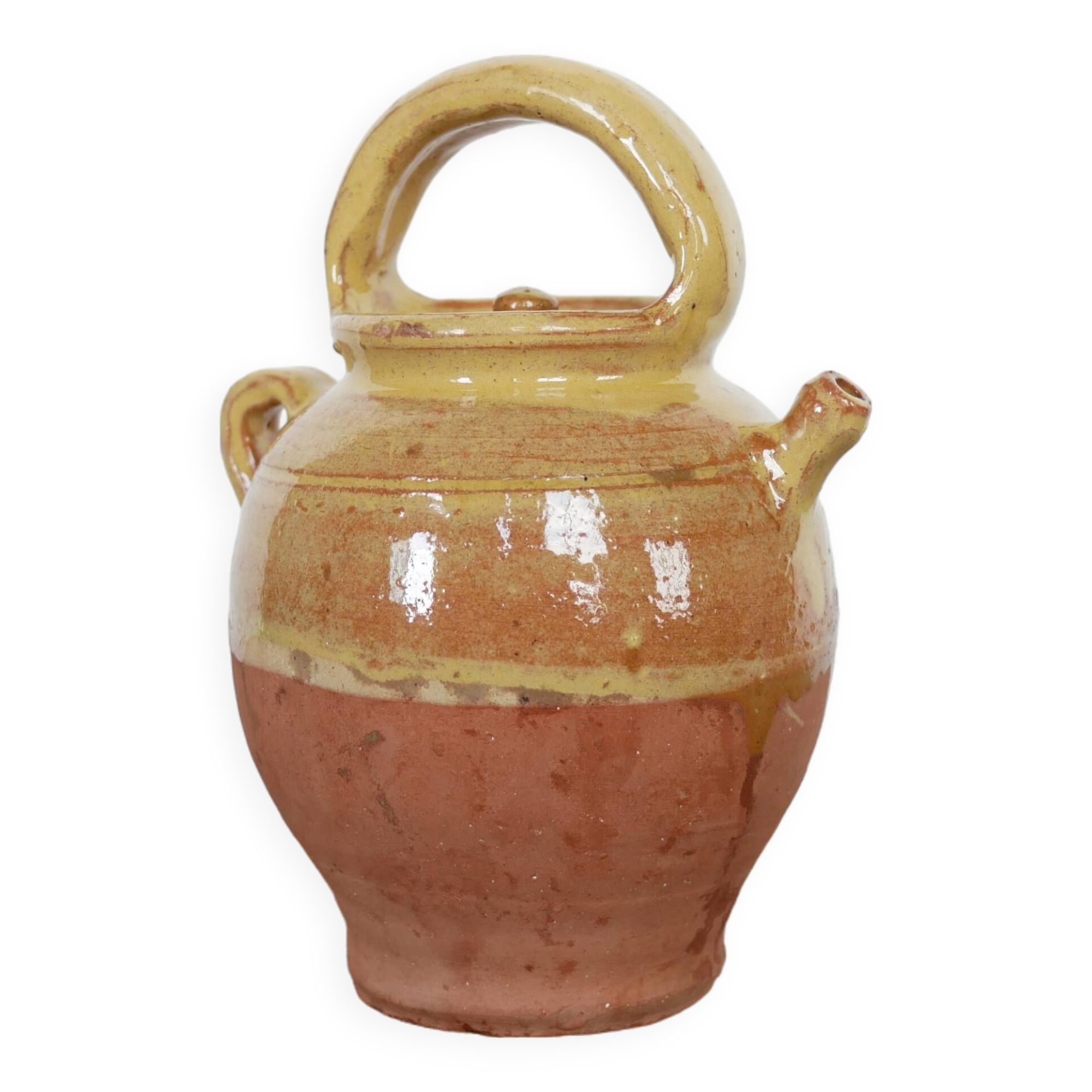Old gargoulette pot in glazed terracotta