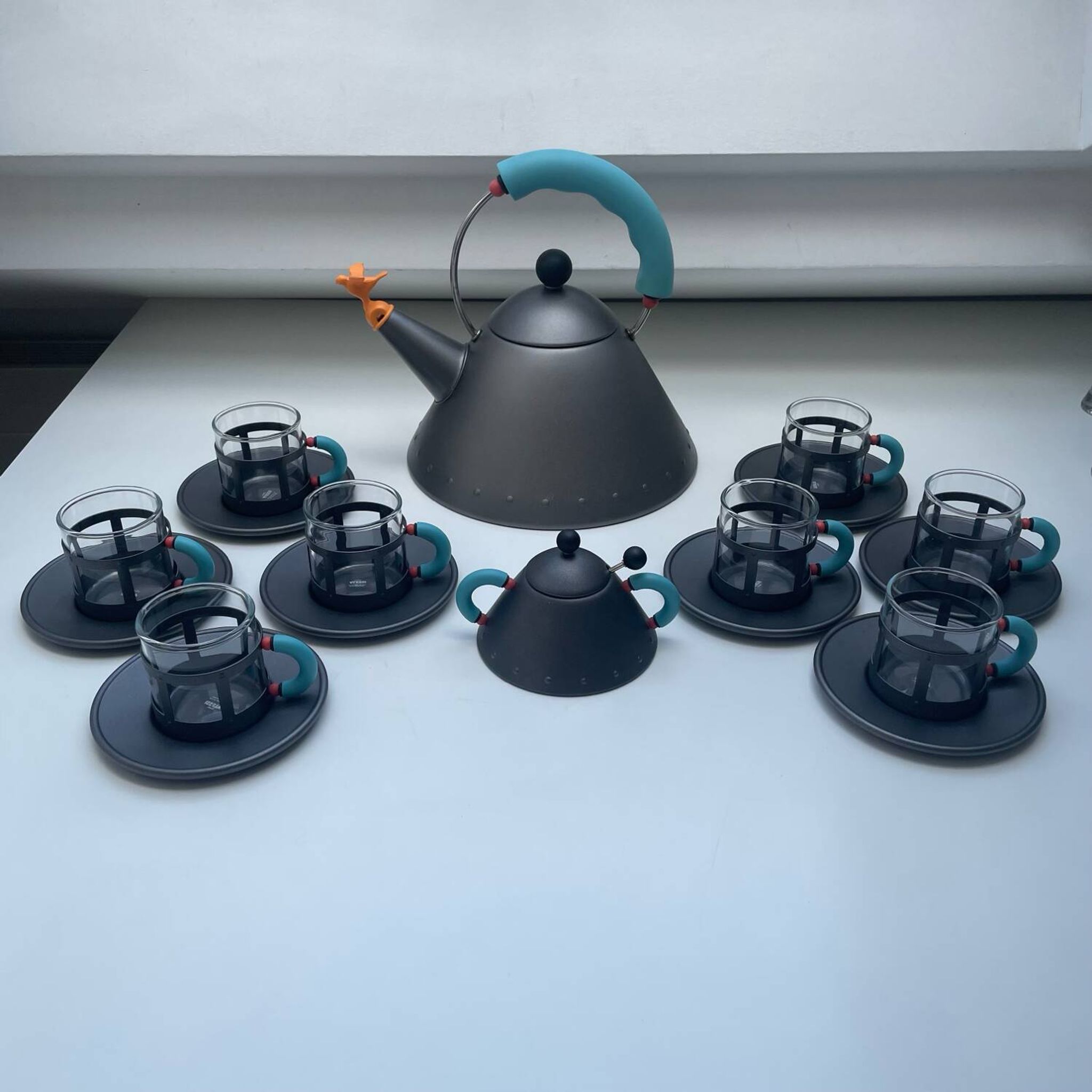 Service à thé Birdy 9093 par Michael Graves pour Alessi, Italie