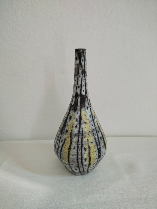 Vase soliflore en céramique émaillée Camos Vallauris, signé, 25 cm