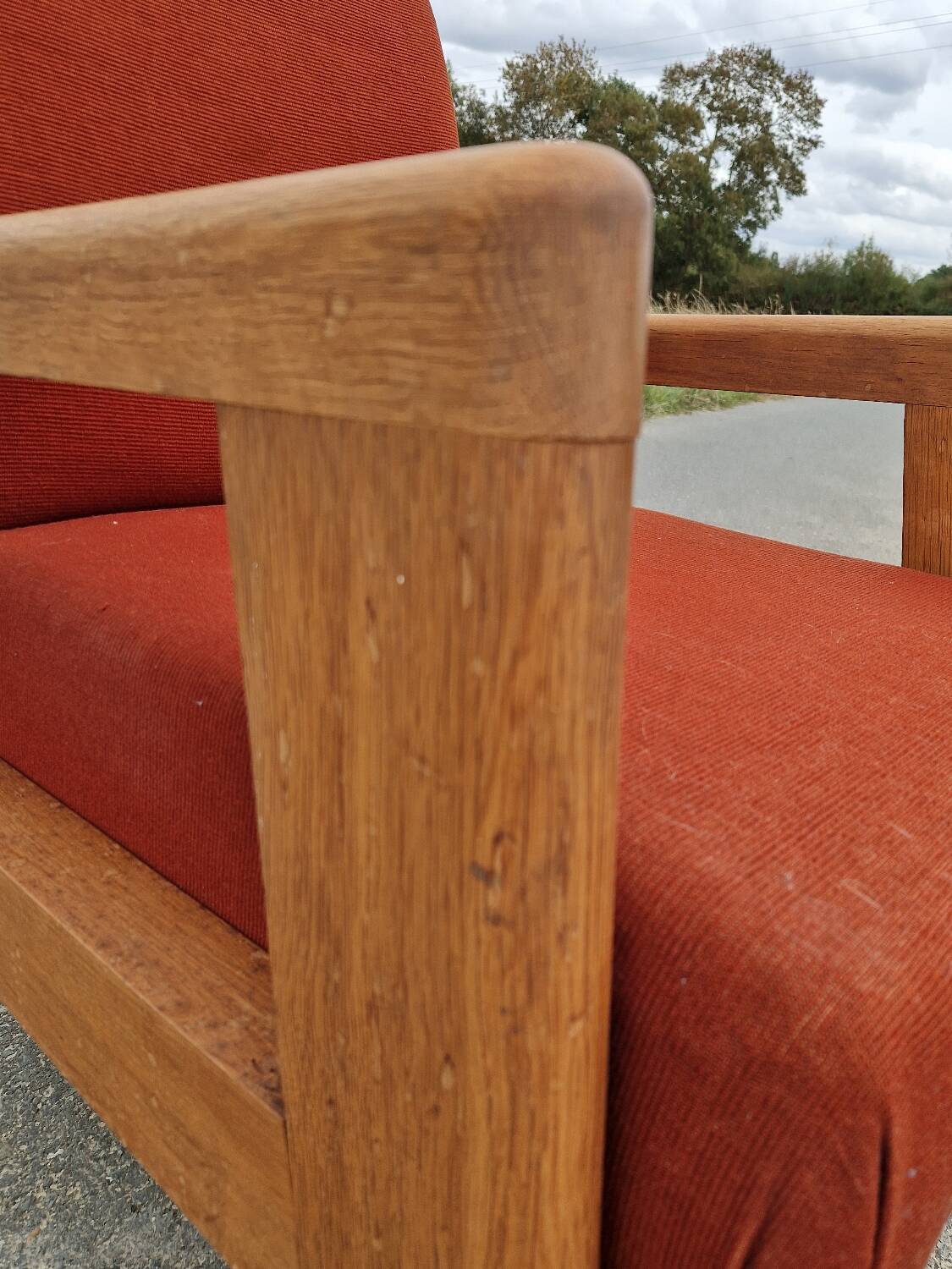 Antique solid oak armchair