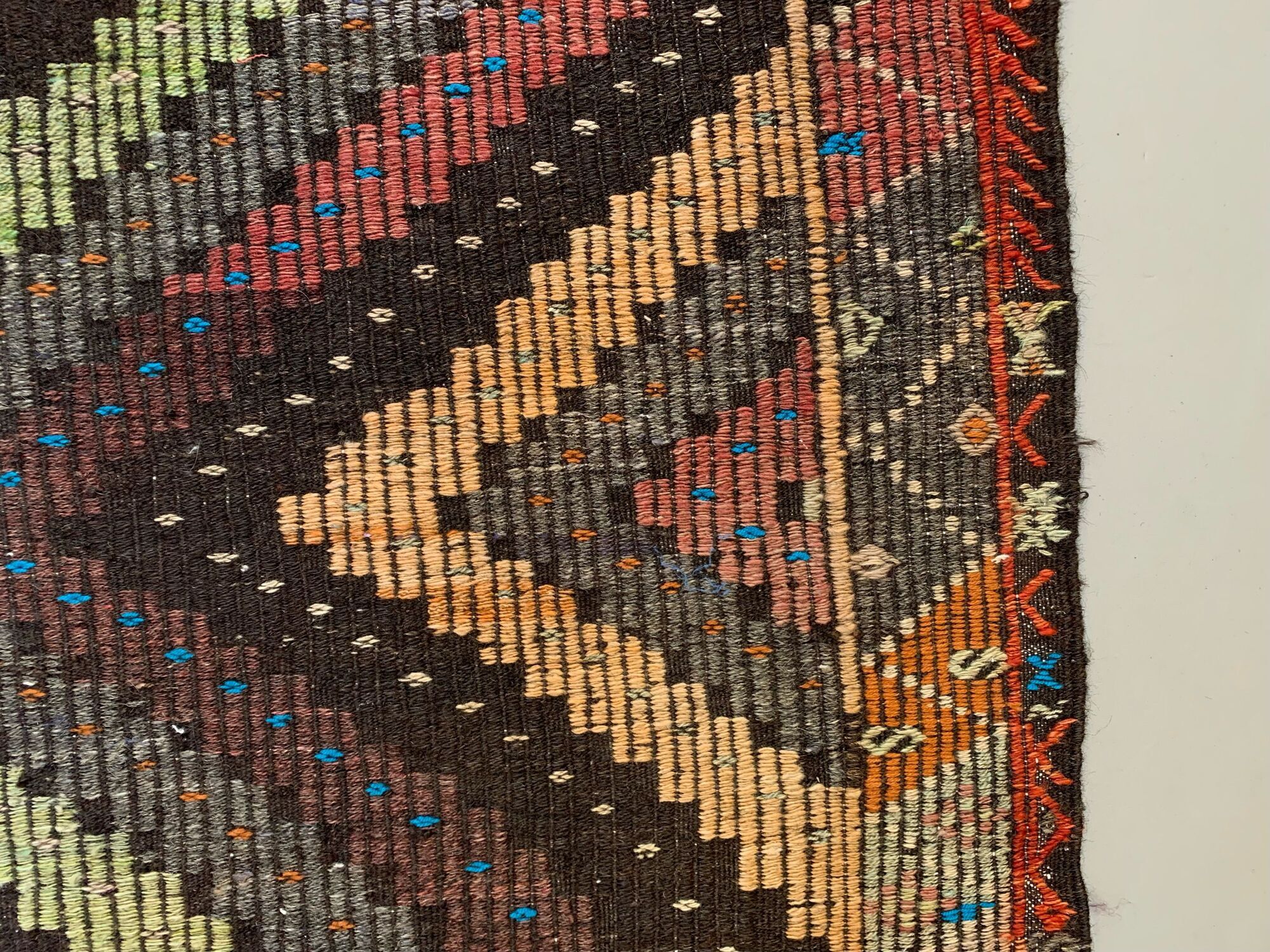 Large Vintage Turkish Kilim Rug 280x215 cm Wool Jajim Kelim