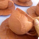 Lot of 4 cups terracotta earth foliage