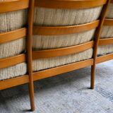 Canapé 3 places Mid-Century Design Scandinave Teck et Tissu