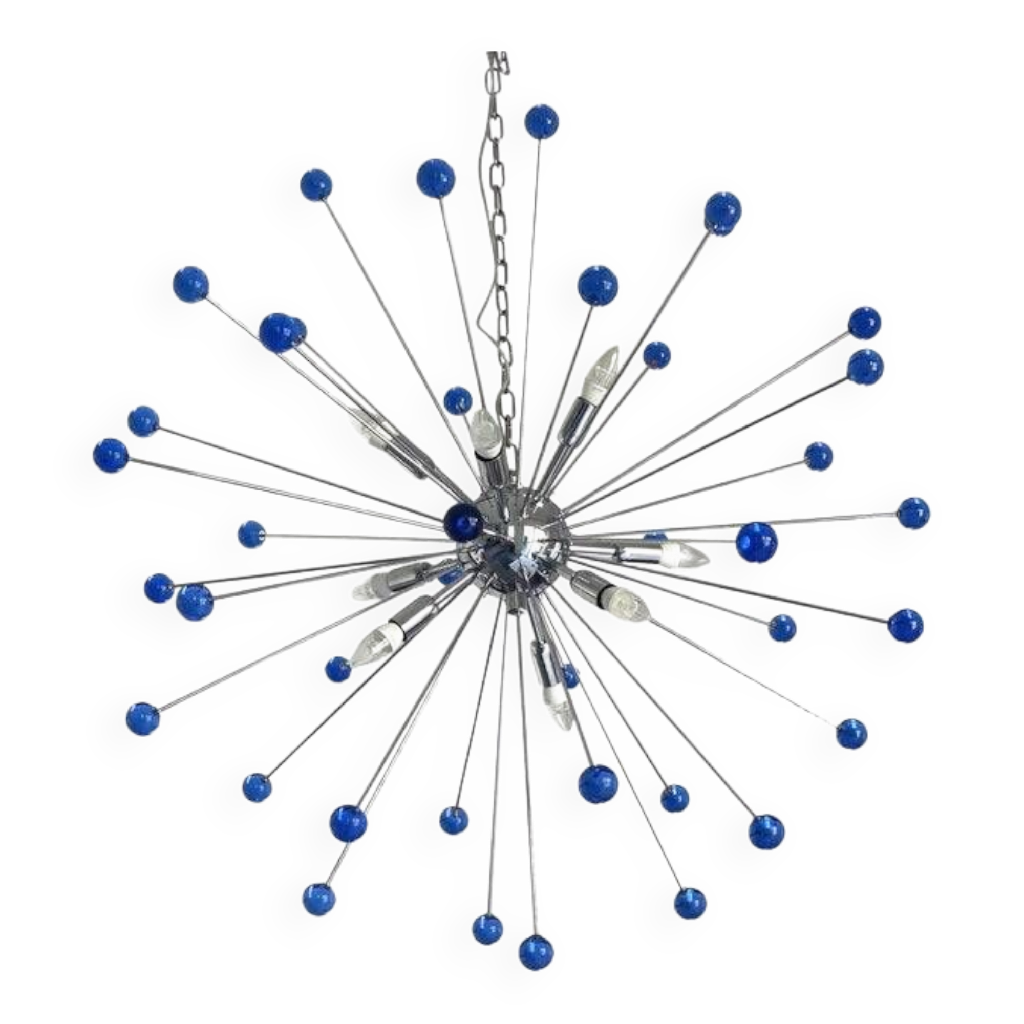 Contemporary blue “star” murano glass sputnik chandelier