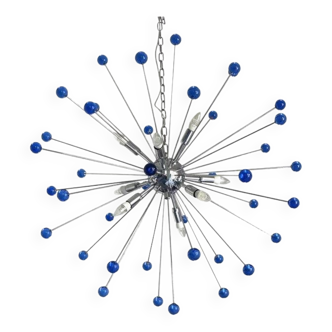 Contemporary blue “star” murano glass sputnik chandelier