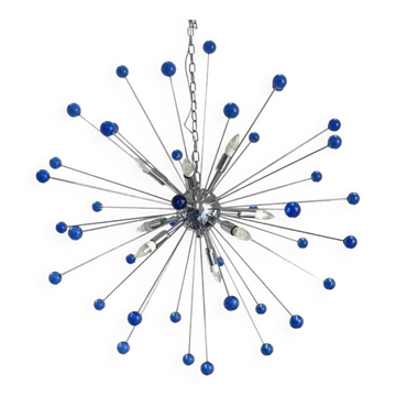 Lustre spoutnik en verre spoutnik bleu contemporain « star »