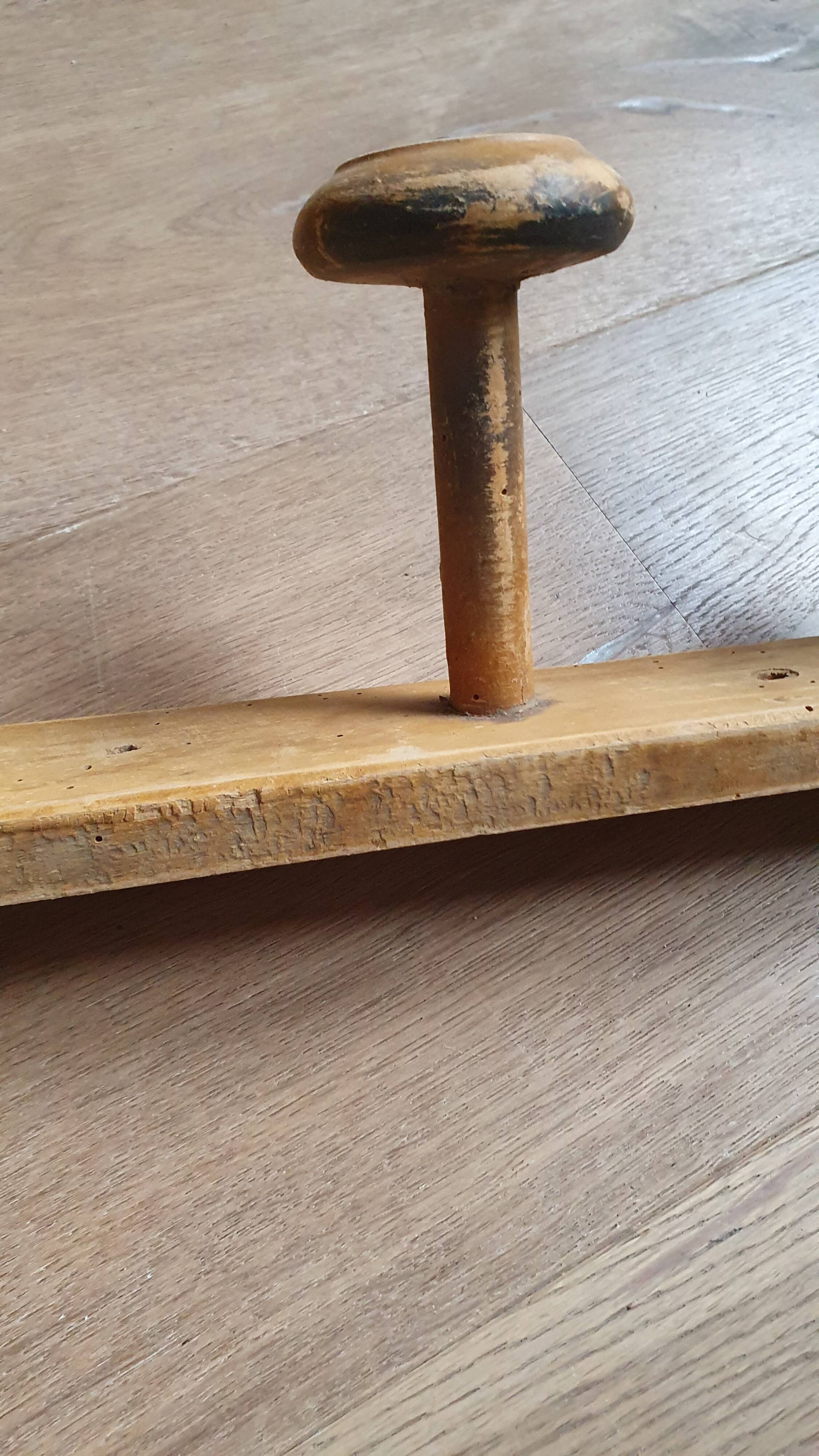 Patère 4 branches en bois tourné vintage