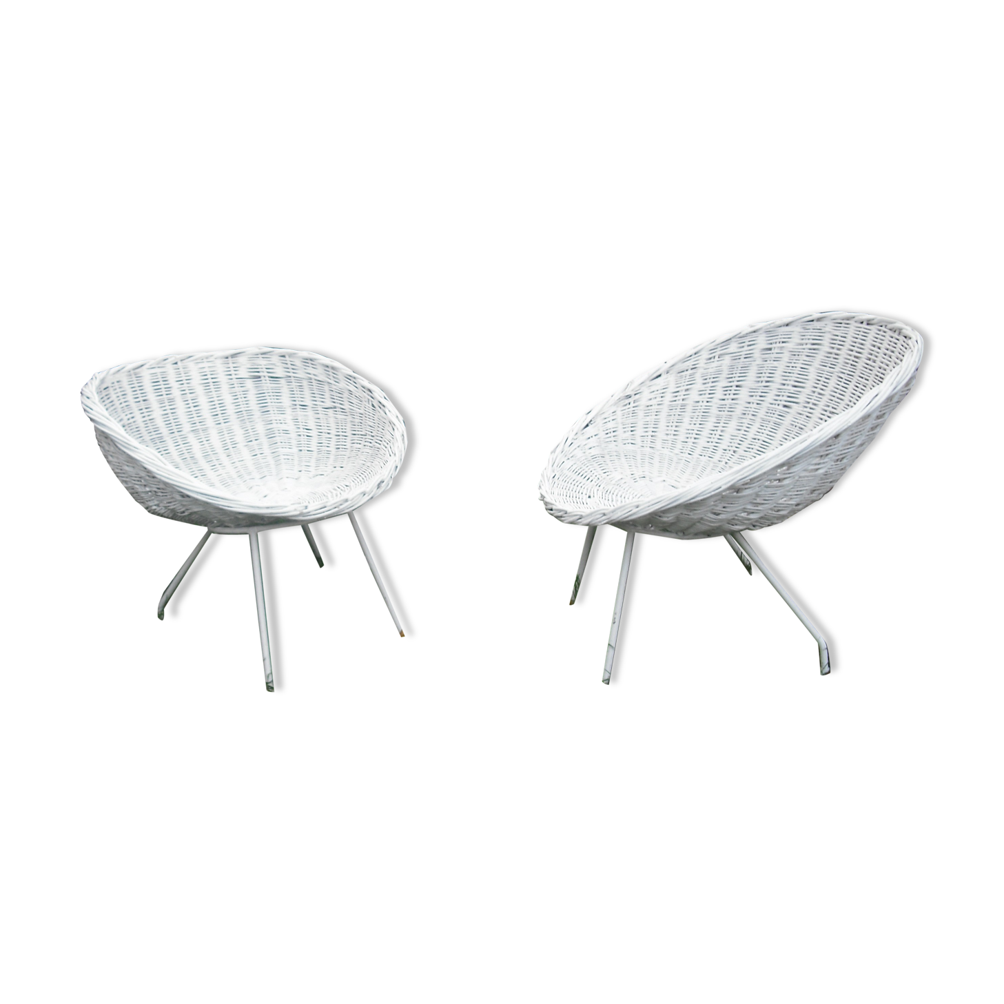 Pair of rattan basket chairs