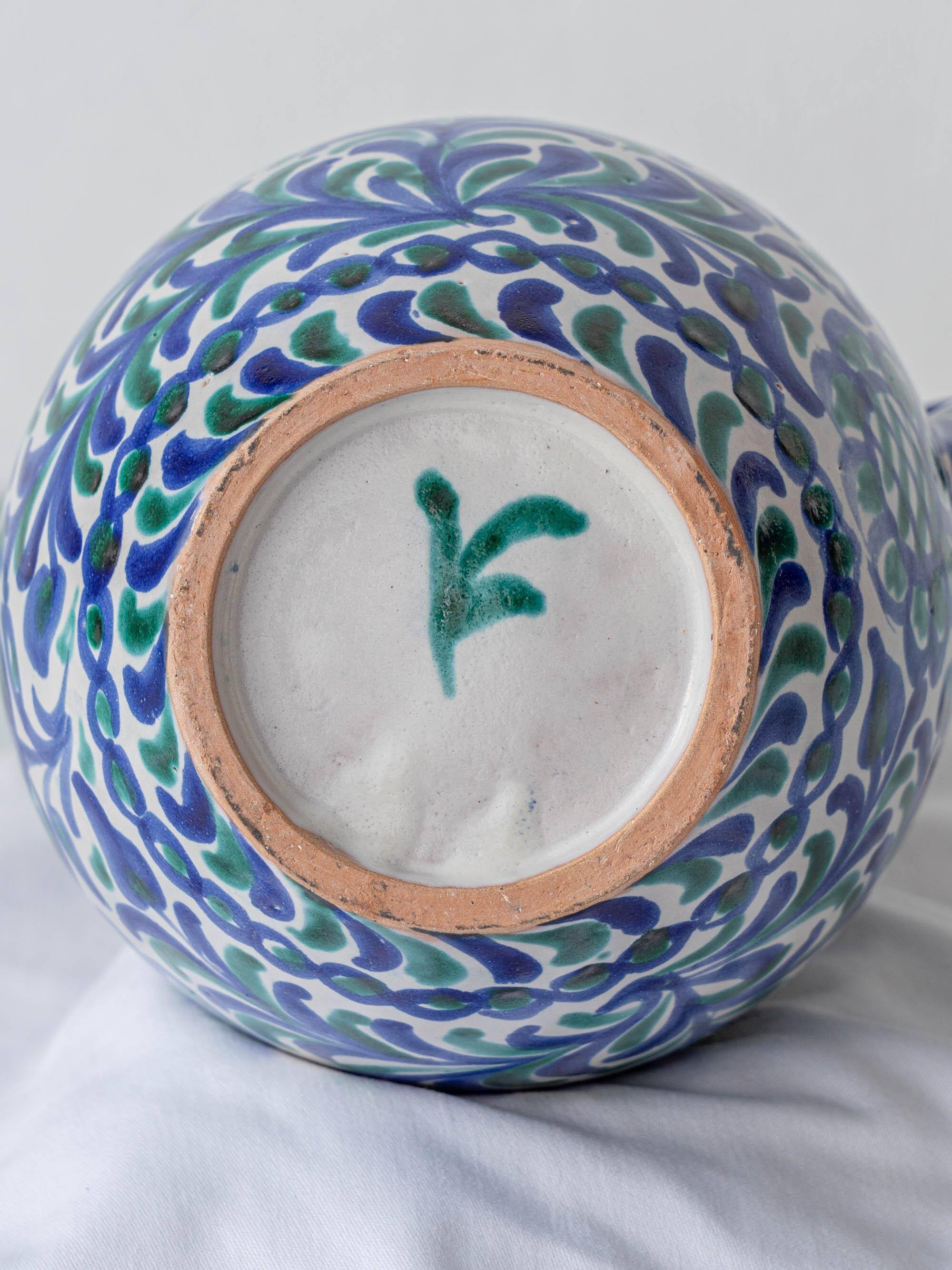 Fajalauza ceramic table lamp with hand-woven shade, Granada, Spain.