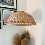 Vintage braided wicker pendant lamp
