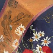 Coquelicots et marguerites, huile sur toile, signé L Riousset