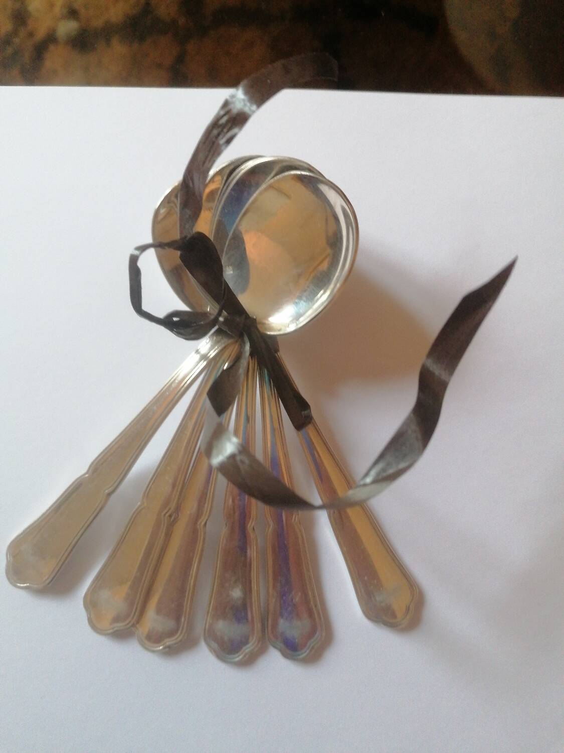 6 silver metal ice cream spoons