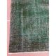 Vintage Hand-knotted Turkish Wool Area Rug Overdyed in Dark Green for Living Room