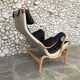 Pernilla armchair new black leather by Bruno Mathsson, Dux, Sweden 1970