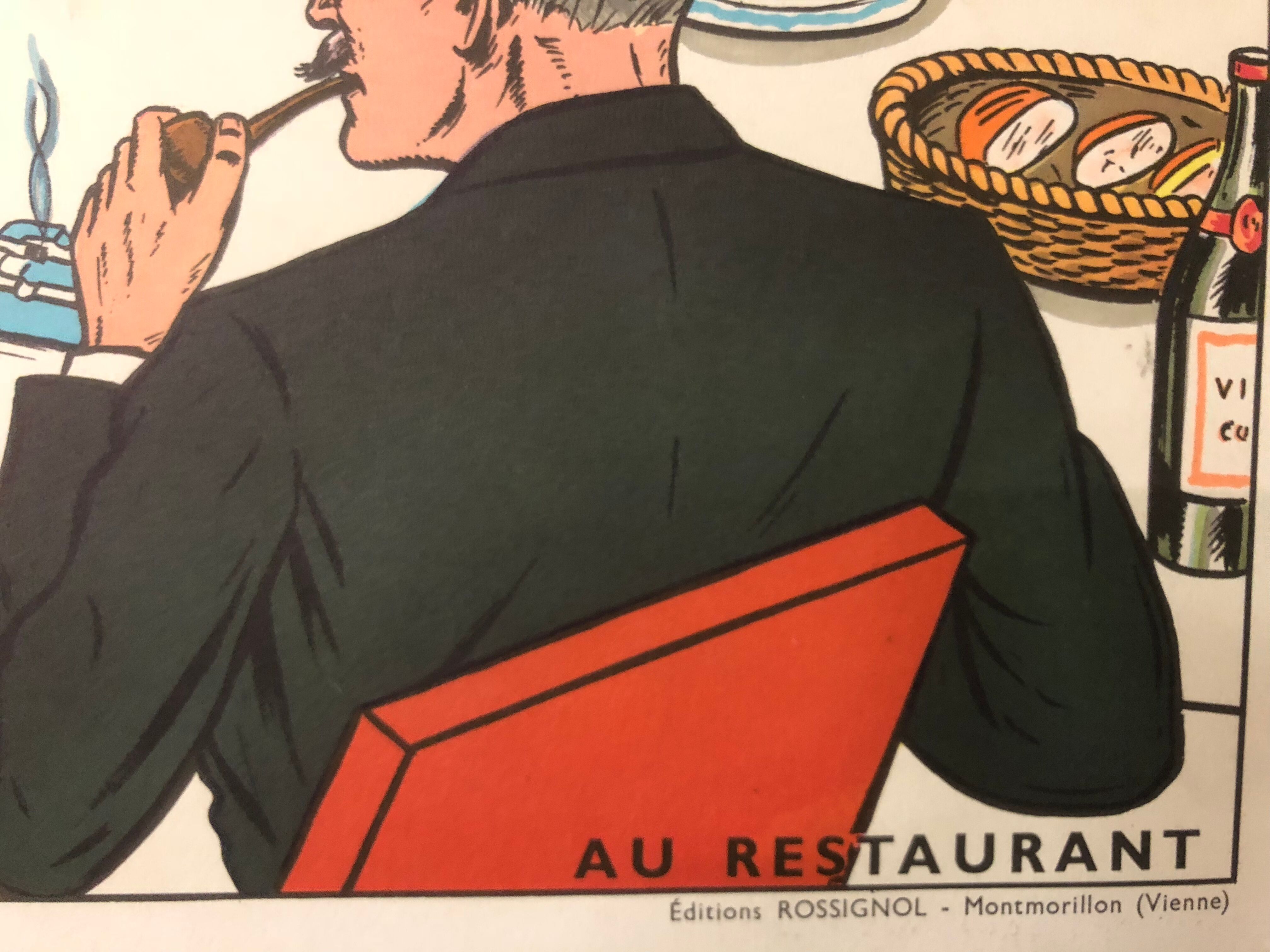Vintage school poster of the restaurant and traffic