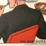 Vintage school poster of the restaurant and traffic