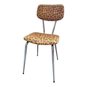 Leopard reupholstered chrome chair