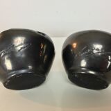 Pair of vases prick organic design flowers, signed 50s