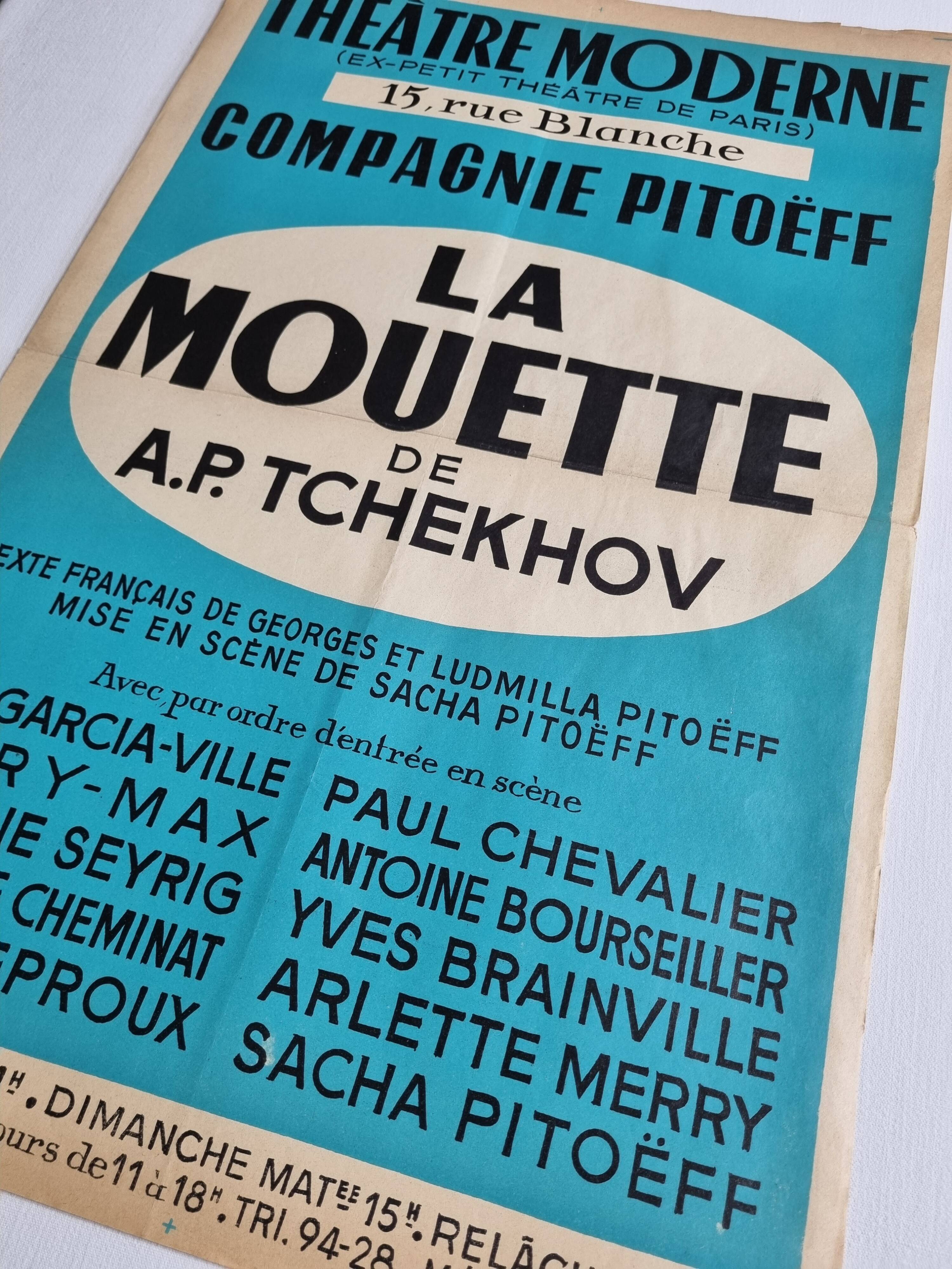 Vintage poster "The Seagull" by Anton Chekhov, 1950s, 38 x 60 cm