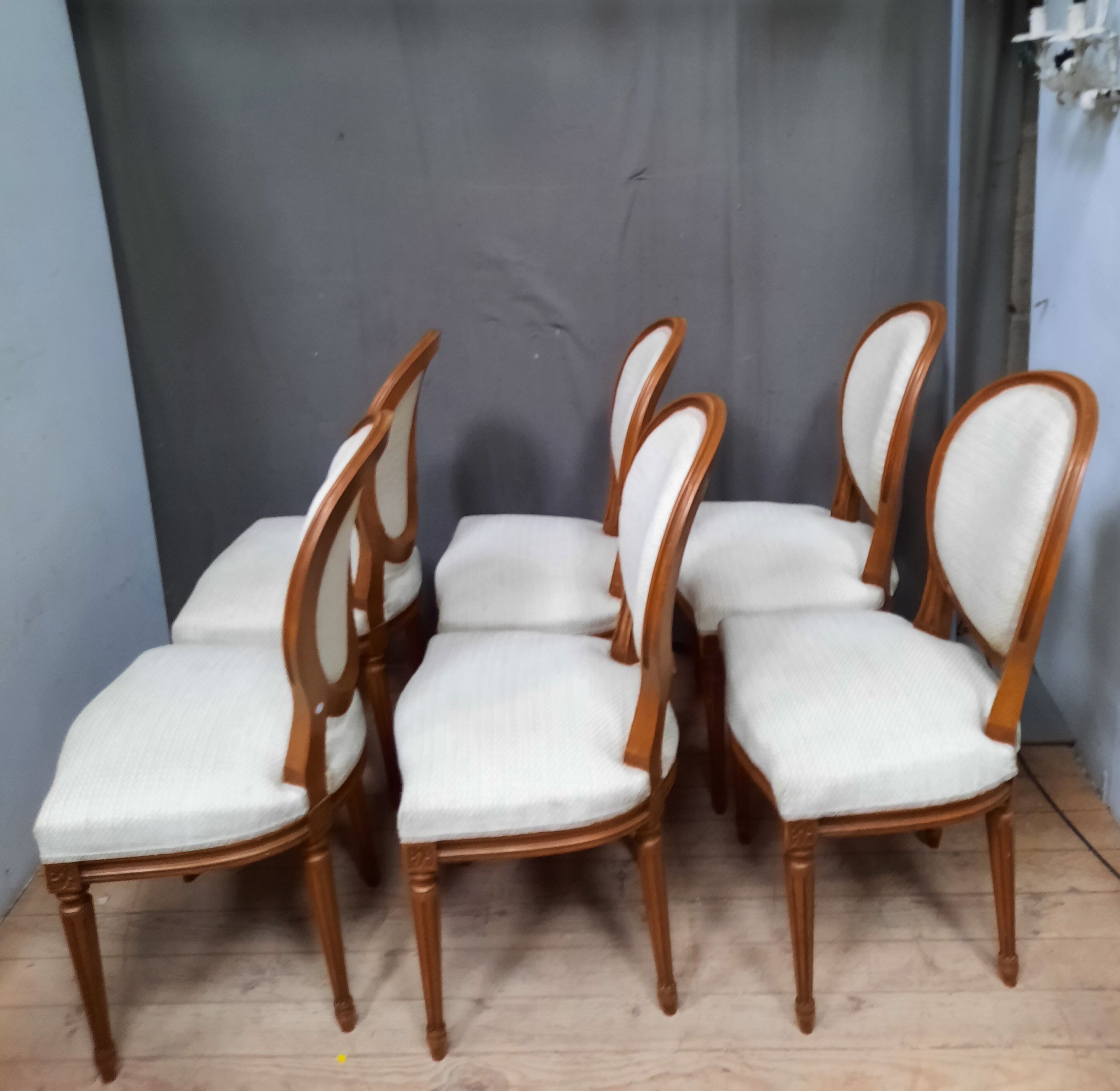 Series of 6 Louis XVI style medallion chairs