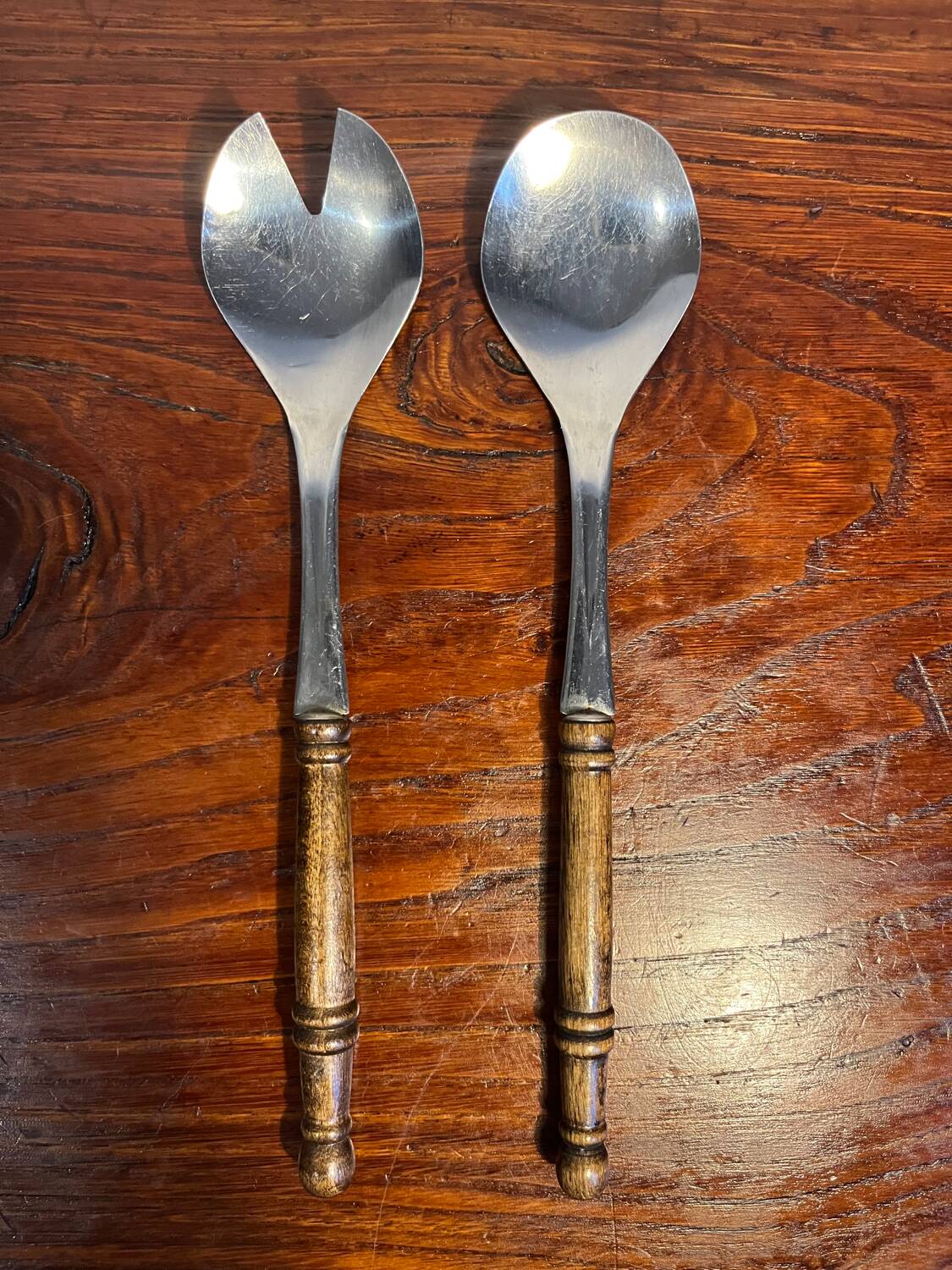 Set of wooden handle cutlery from the 80s Rosfrei