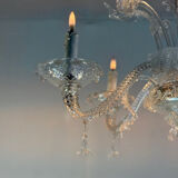 Venetian lustre in colourless Murano glass, circa 1950.