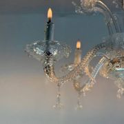 Venetian lustre in colourless Murano glass, circa 1950.