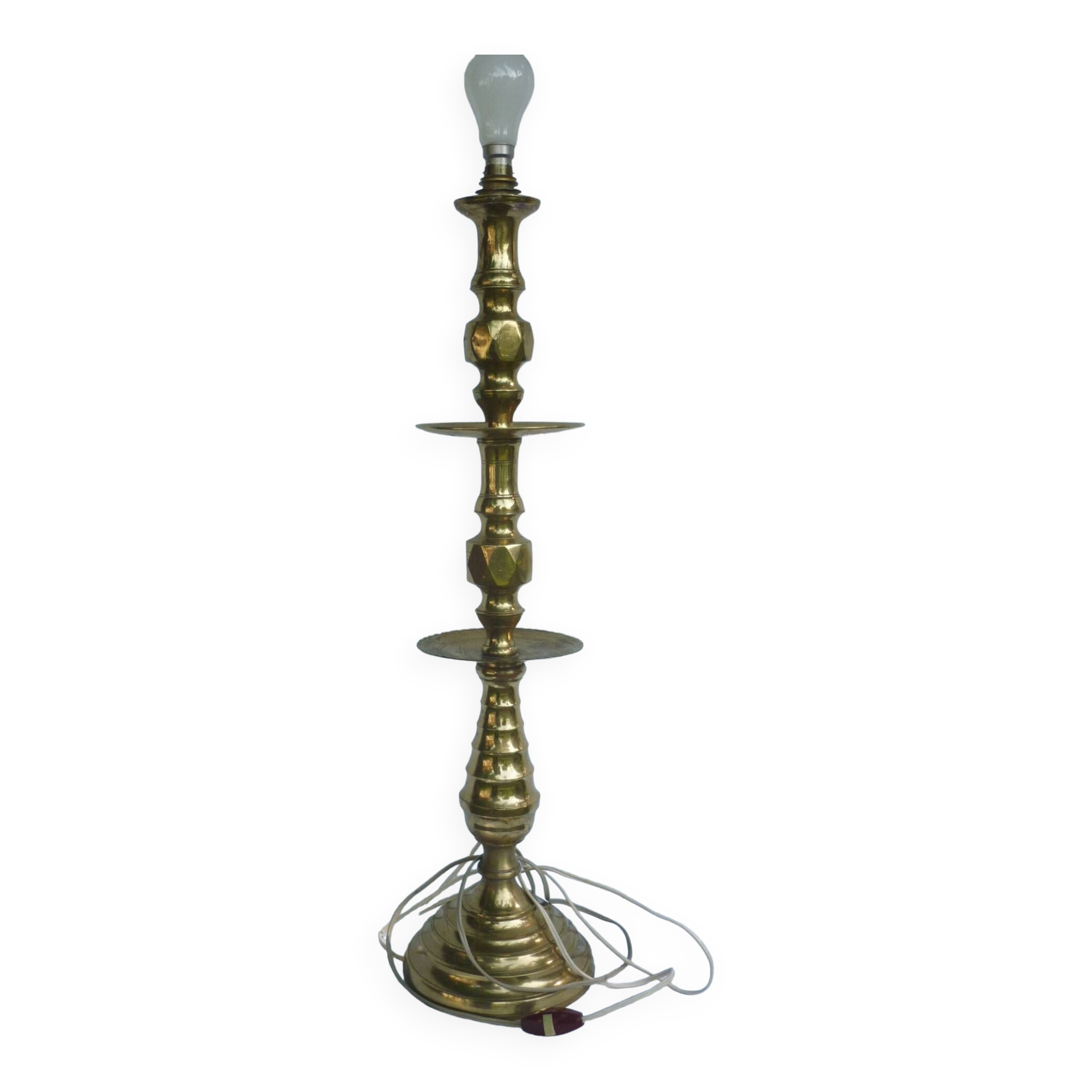 Pique candlestick chandelier old gilded brass 71 cm