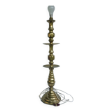 Pique cierge chandelier laiton doré ancien 71 cm
