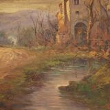 Italian landscape painting signed B. Ferrari from the 30s