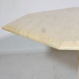 Mid-Century Travertine Coffee Table from Italy, Octagonal, 1970s Design