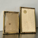 Pair of Art Deco Gold colored frames in different sizes Convex glasses