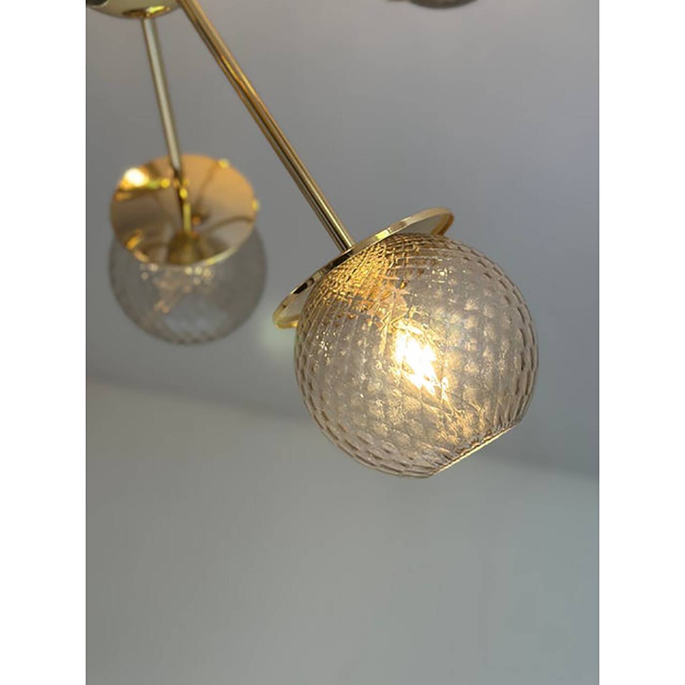 Contemporary Italian Gold Chandelier Sputnik in Style Murano Glass Smoked "