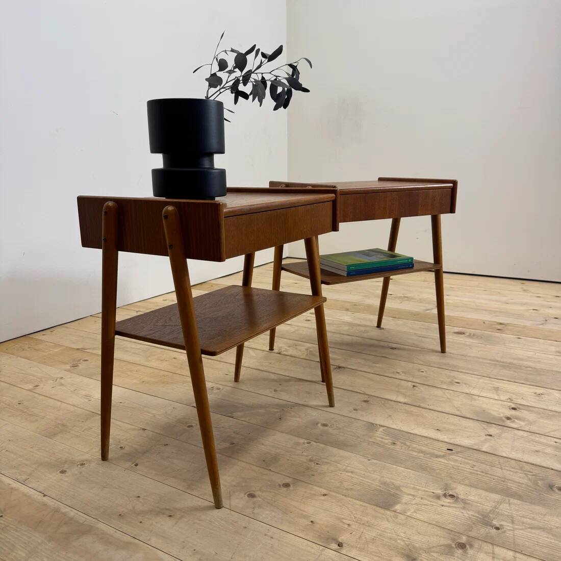 Pair of teak bedside tables by AB Carlström, 1960