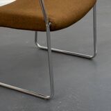 Armchair, 1960s, chrome metal frame, teak armrests.