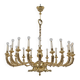 Italian Neoclassical Style 20-Light Brass Chandelier, 1950s