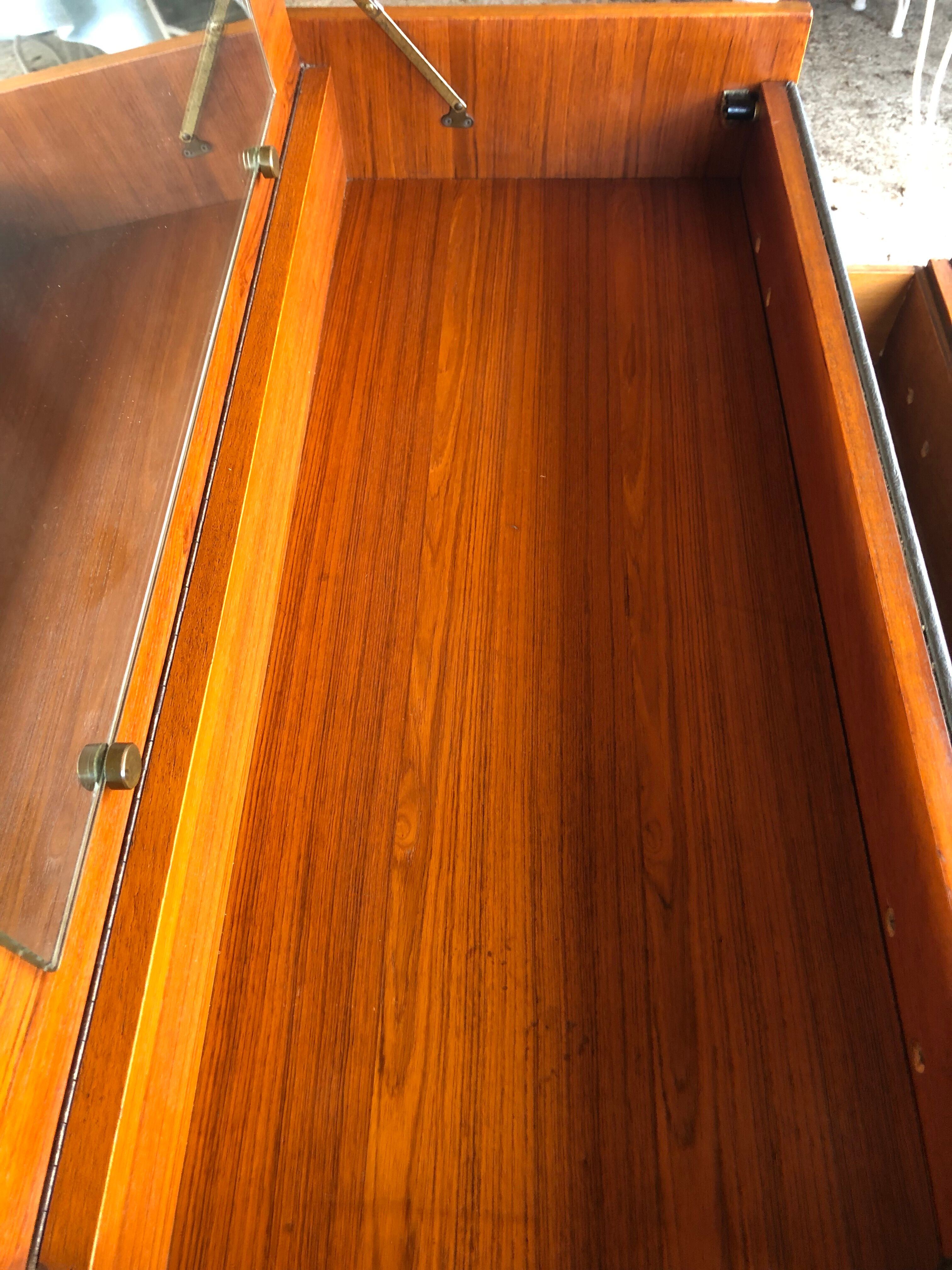 Vintage modular chest of drawers in teak and grey skaï, circa 60's